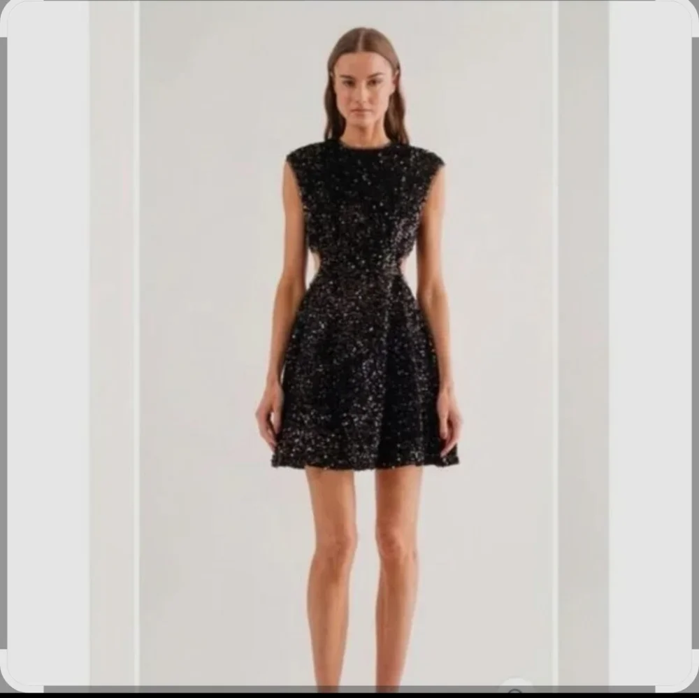 Black Sequin Cutout Mini Dress - Picture 3 of 14